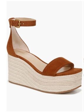Veronica Beard Gianna Caramel Platform Wedge Espadrille Sandals Sz 9 NIB